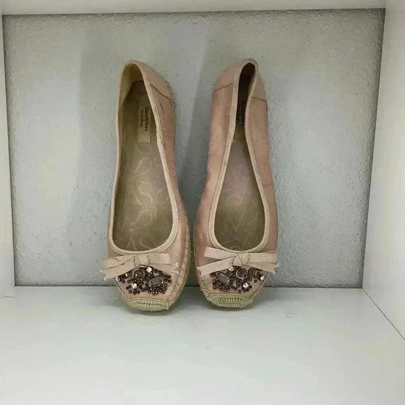 Simply Vera Wang Pink Beaded Embellished Slip On Espadrille Flats 7 - Picture 2 of 7
